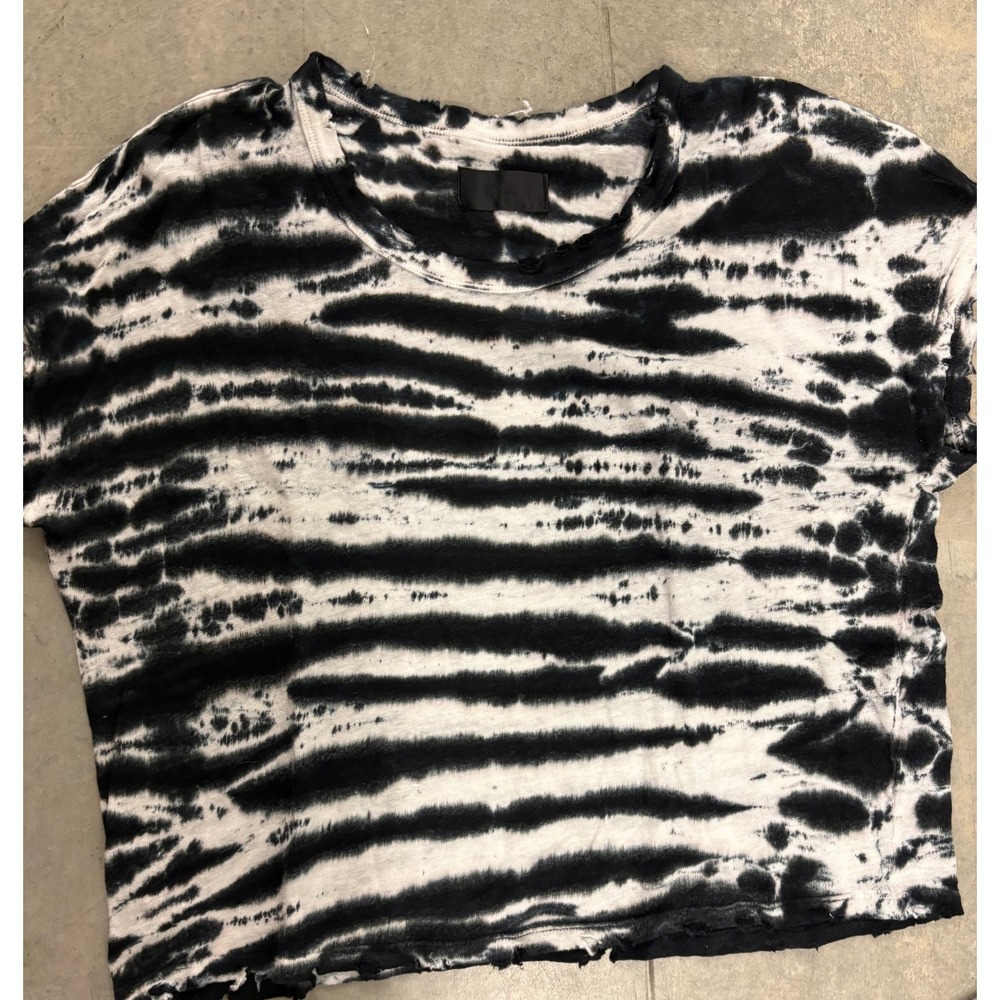 RTA Women's Tie Dye Distressed Cropped T-Shirt Top